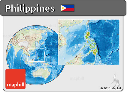 Physical Location Map of Philippines, lighten, land only