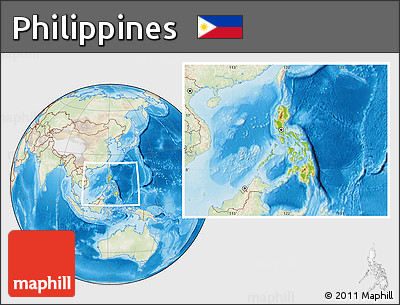 Physical Location Map of Philippines, lighten, land only