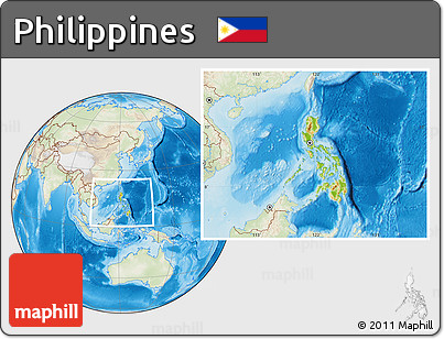 Physical Location Map of Philippines, lighten, land only