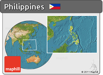 Physical Location Map of Philippines, satellite outside