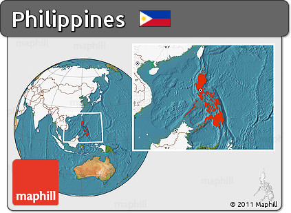 Satellite Location Map of Philippines, highlighted continent