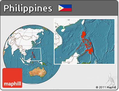 Satellite Location Map of Philippines, highlighted continent