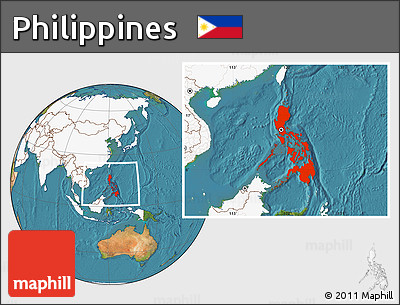 Satellite Location Map of Philippines, highlighted continent