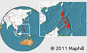 Satellite Location Map of Philippines, highlighted continent