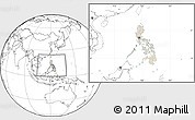 Shaded Relief Location Map of Philippines, blank outside