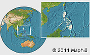 Shaded Relief Location Map of Philippines, satellite outside