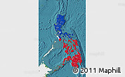 Flag Map of Philippines, single color outside, satellite sea