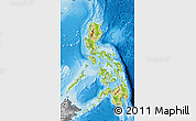 Physical Map of Philippines, desaturated, land only