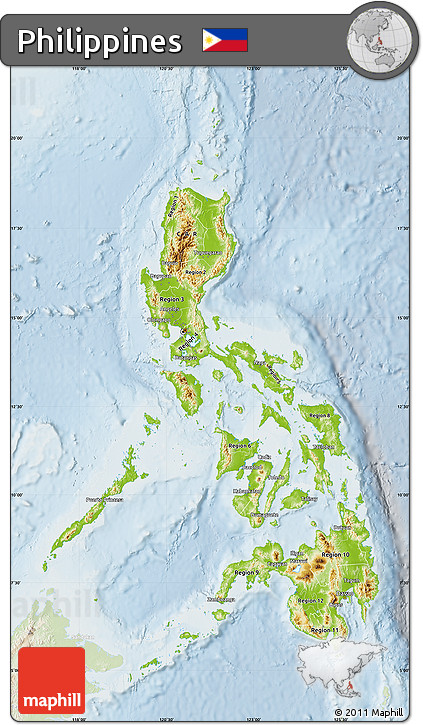 Physical Map of Philippines, lighten