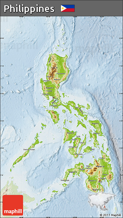 Physical Map of Philippines, lighten