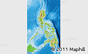 Physical Map of Philippines, political shades outside