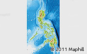 Physical Map of Philippines, single color outside, bathymetry sea, shaded relief sea