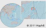 Gray Location Map of Manila, within the entire country, hill shading