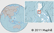 Gray Location Map of Manila, highlighted country, hill shading