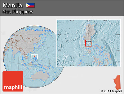 Gray Location Map of Manila, hill shading