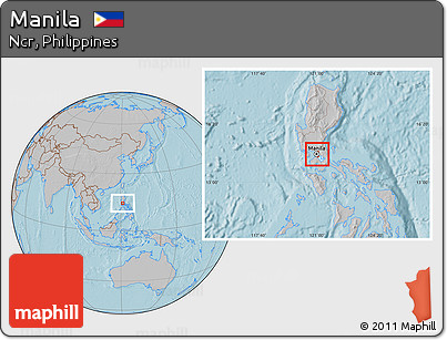 Gray Location Map of Manila, hill shading