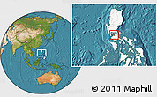Satellite Location Map of Manila, highlighted country, highlighted parent region