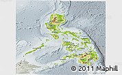 Physical Panoramic Map of Philippines, lighten, semi-desaturated