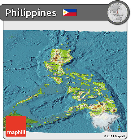 Physical Panoramic Map of Philippines, satellite outside
