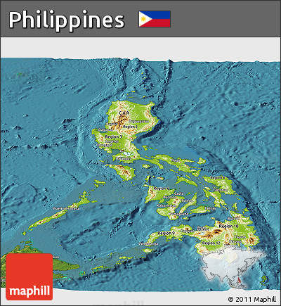 Physical Panoramic Map of Philippines, satellite outside