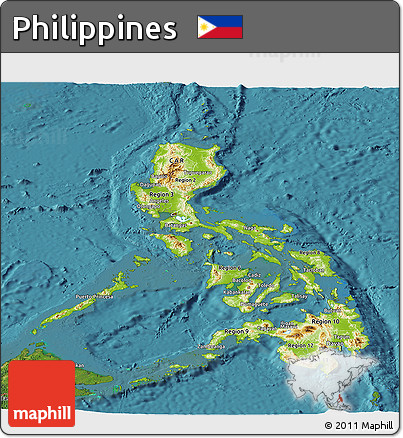 Physical Panoramic Map of Philippines, satellite outside