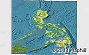 Physical Panoramic Map of Philippines, satellite outside