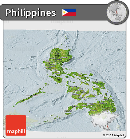 Satellite Panoramic Map of Philippines, lighten