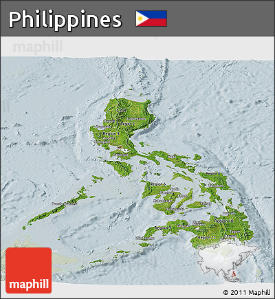 Satellite Panoramic Map of Philippines, lighten