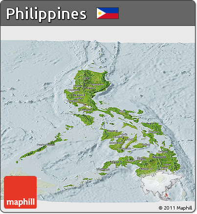 Satellite Panoramic Map of Philippines, lighten