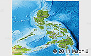 Satellite Panoramic Map of Philippines, physical outside