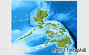 Satellite Panoramic Map of Philippines, single color outside, bathymetry sea