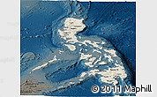 Shaded Relief Panoramic Map of Philippines, darken