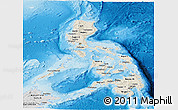 Shaded Relief Panoramic Map of Philippines, desaturated, land only