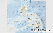 Shaded Relief Panoramic Map of Philippines, lighten