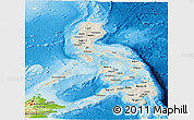 Shaded Relief Panoramic Map of Philippines, physical outside