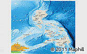 Shaded Relief Panoramic Map of Philippines, political outside, shaded relief sea