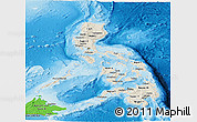 Shaded Relief Panoramic Map of Philippines, political shades outside, shaded relief sea