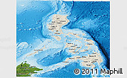 Shaded Relief Panoramic Map of Philippines, satellite outside, shaded relief sea