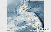 Shaded Relief Panoramic Map of Philippines, semi-desaturated