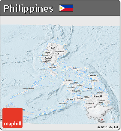 Silver Style Panoramic Map of Philippines