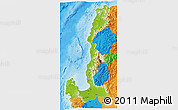 Physical 3D Map of Region 1, political outside