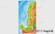 Physical 3D Map of Region 1, political shades outside