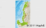 Physical 3D Map of Region 1, shaded relief outside