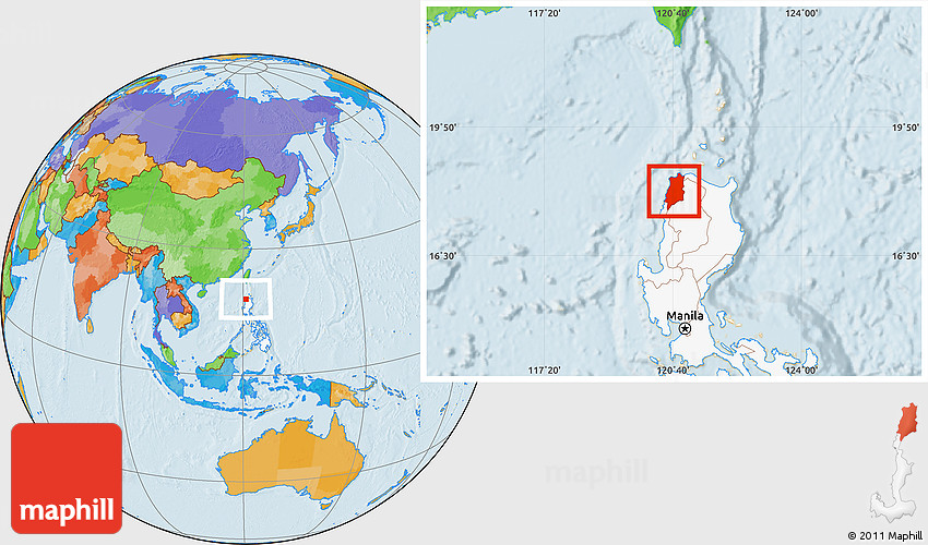 Political Location Map of Ilocos Norte, highlighted country