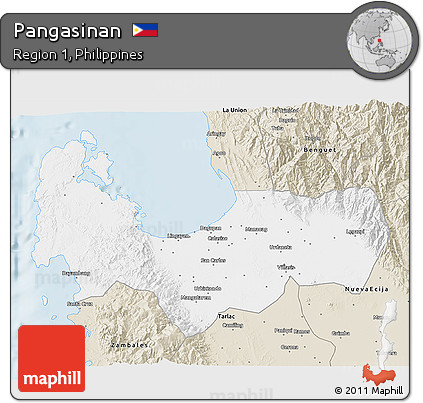 Classic Style 3D Map of Pangasinan