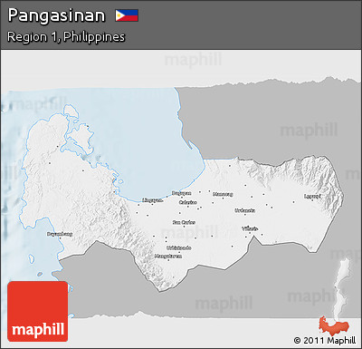 Gray 3D Map of Pangasinan, single color outside