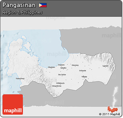 Gray 3D Map of Pangasinan, single color outside