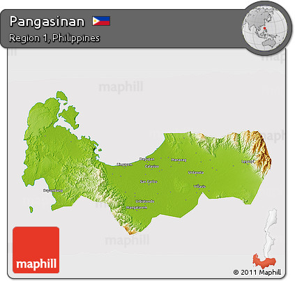 Physical 3D Map of Pangasinan, cropped outside