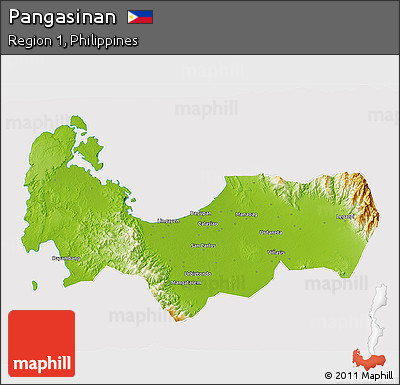 Physical 3D Map of Pangasinan, cropped outside