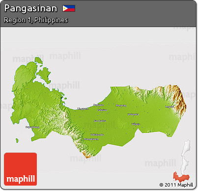 Physical 3D Map of Pangasinan, cropped outside